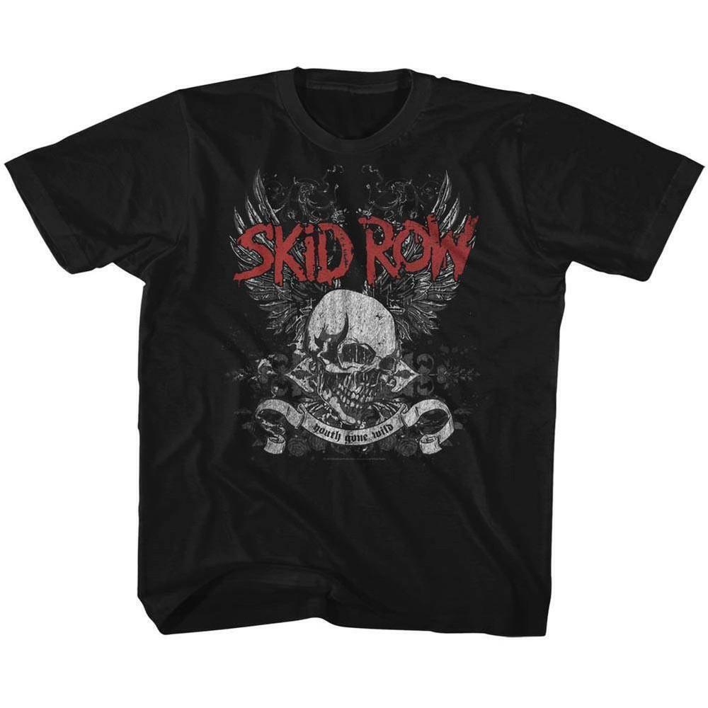 Skid Row Skull And Wings Black Childrens T Shirt
